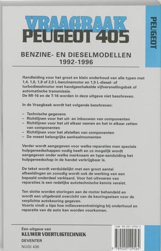 Achterkant van Benzine- en dieselmodellen 1992-1996