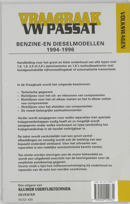 Achterkant van Benzine- en dieselmodellen 1994-1996