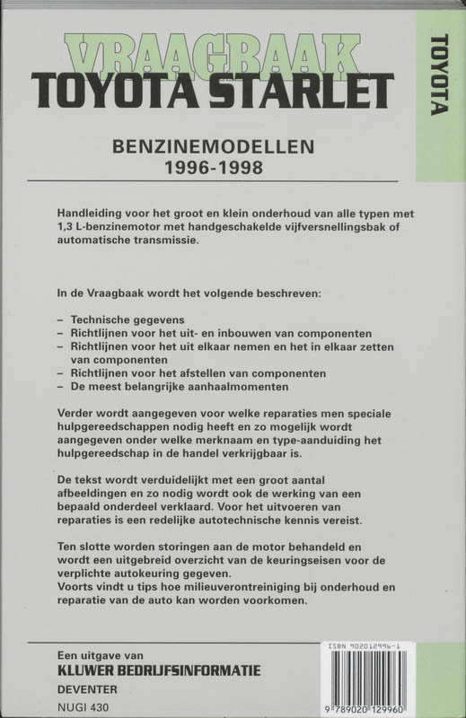 Achterkant van Benzinemodellen 1996-1998