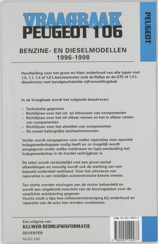 Achterkant van Benzine en diesel 1996-1998