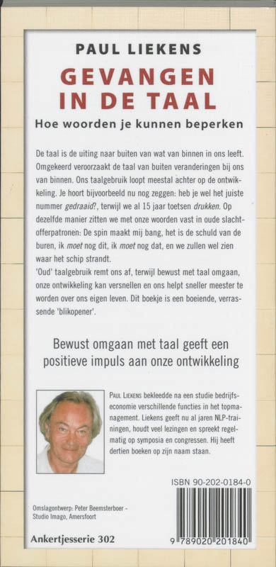 Achterkant van Gevangen in de taal