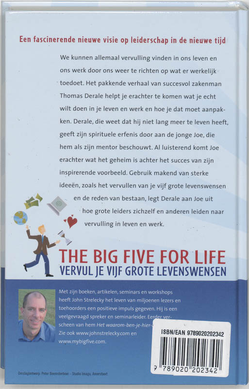 Achterkant van The Big Five for Life, Vervul je 5 grote levenswensen