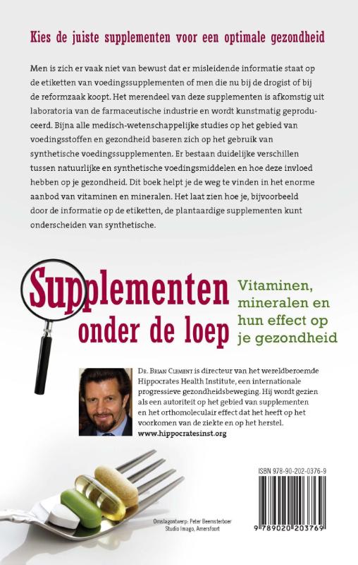 Achterkant van Supplementen onder de loep