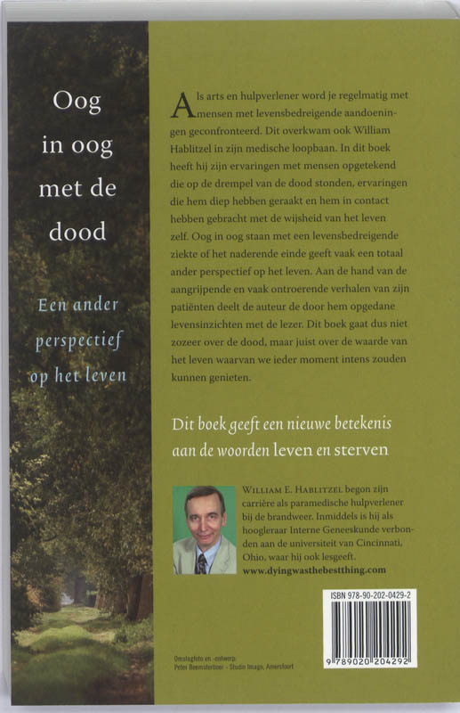 Achterkant van Oog in oog met de dood