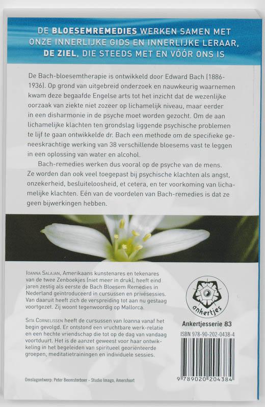 Achterkant van Werkboekje Bach remedies