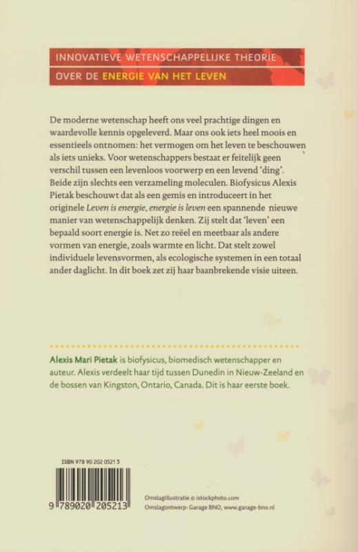 Achterkant van Leven is energie, energie is leven