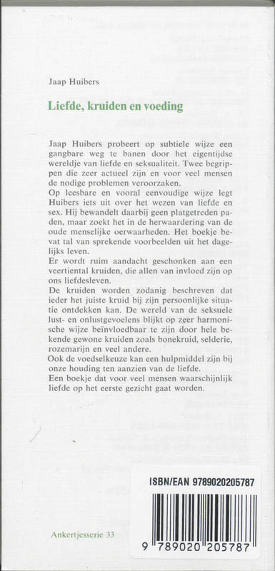 Achterkant van Liefde, kruiden en voeding