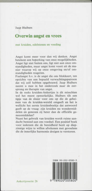 Achterkant van Overwin angst en vrees