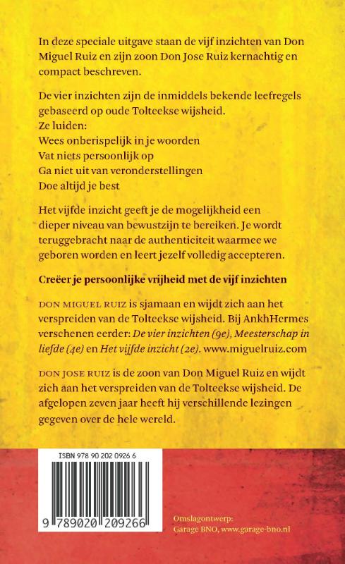 Achterkant van De vijf inzichten
