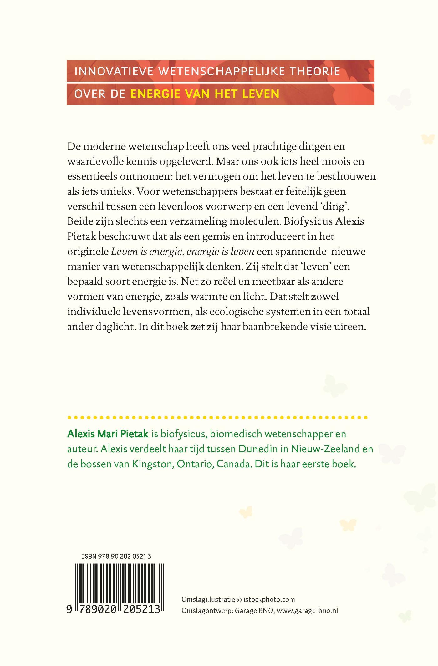 Achterkant van Leven is energie, energie is leven