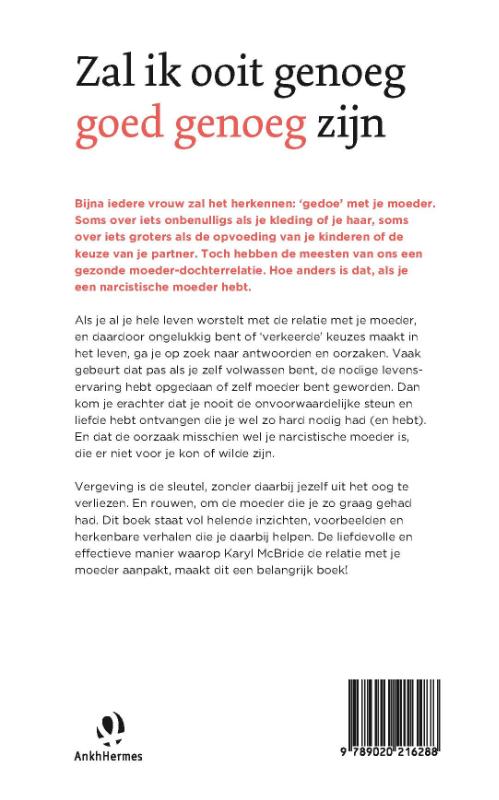 Achterkant van Zal ik ooit genoeg goed genoeg zijn