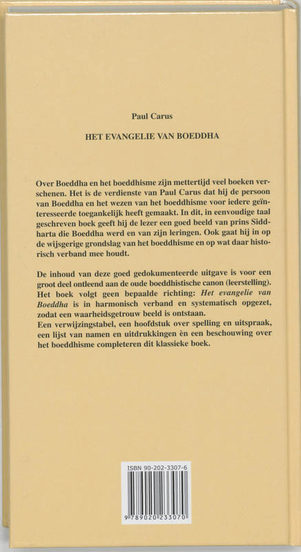 Achterkant van Het evangelie van Boeddha