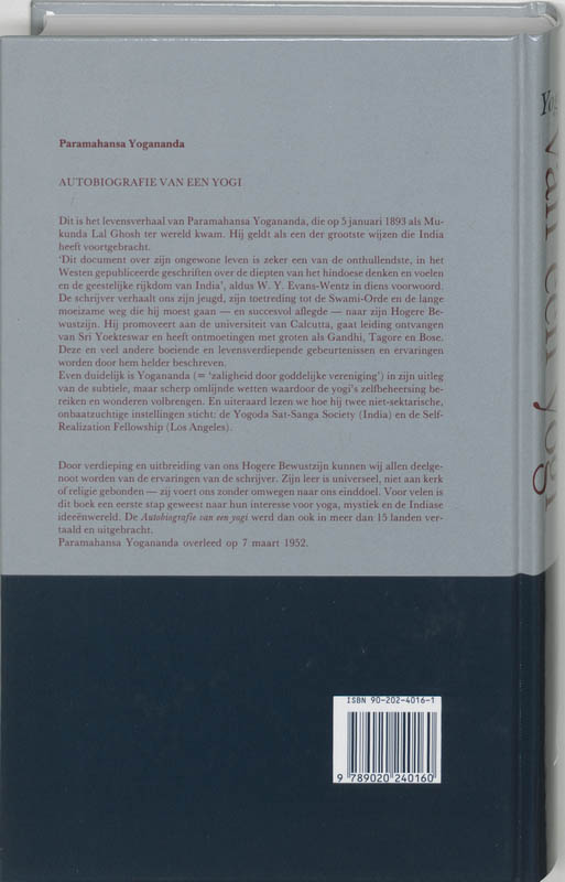 Achterkant van Autobiografie van een yogi