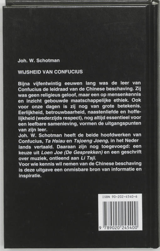 Achterkant van Wijsheid van Confucius