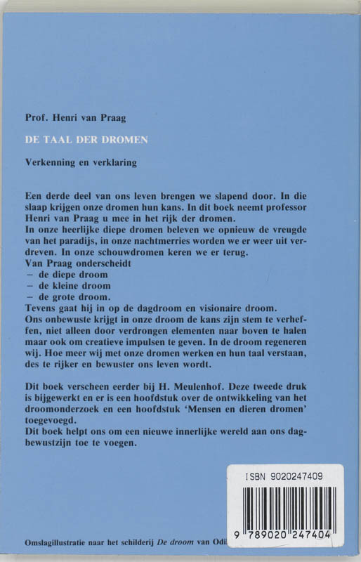 Achterkant van De taal der dromen