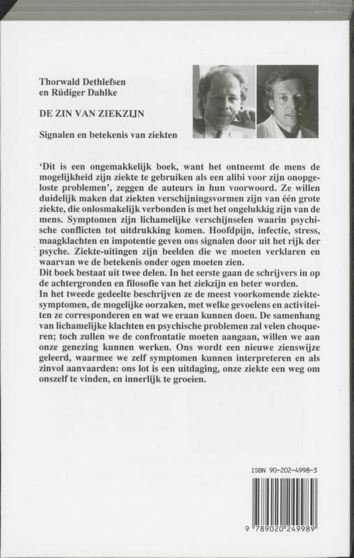 Achterkant van De zin van ziekzijn