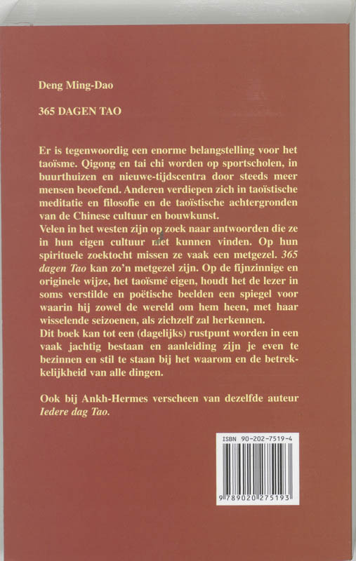 Achterkant van 365 dagen Tao