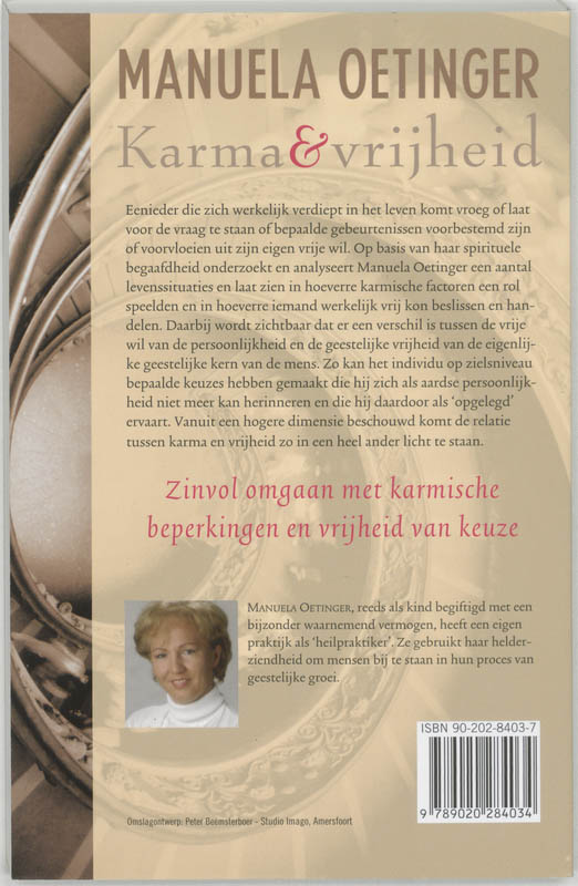 Achterkant van Karma en vrijheid
