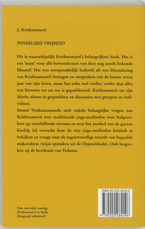 Achterkant van Innerlijke vrijheid