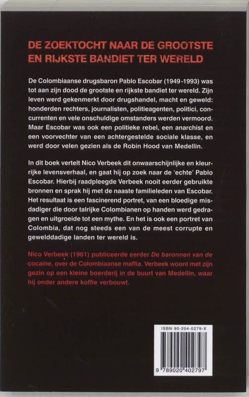 Achterkant van Pablo Escobar