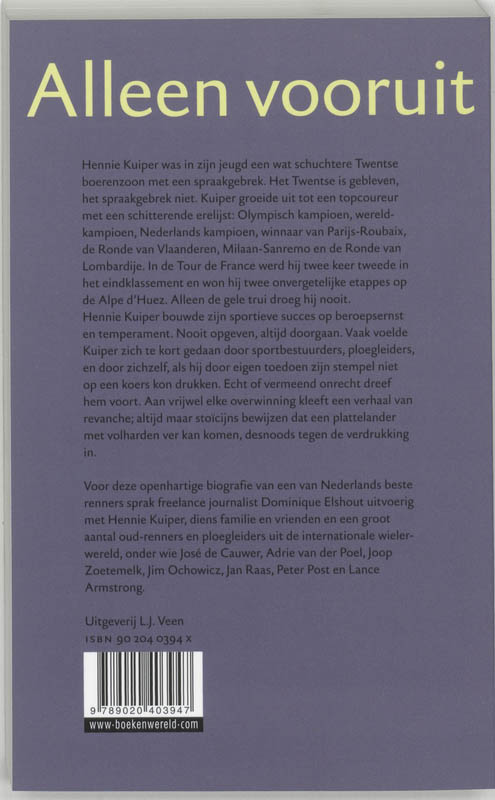Achterkant van Alleen vooruit
