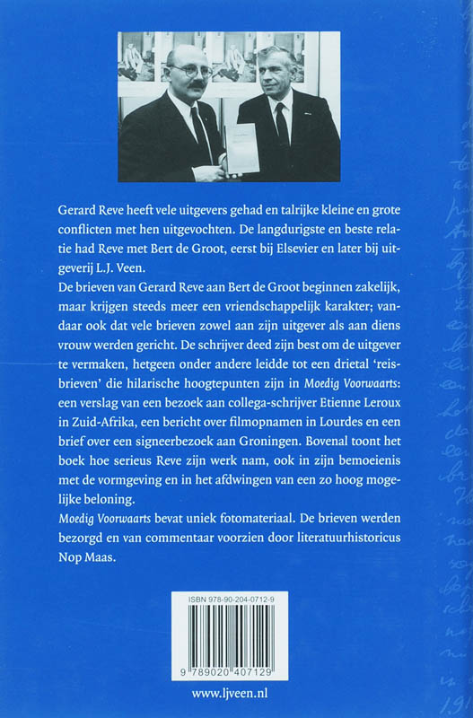 Achterkant van Moedig Voorwaarts