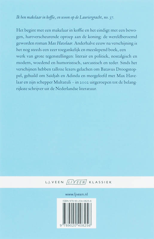 Achterkant van Max Havelaar