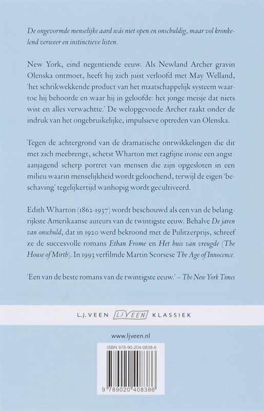 Achterkant van De jaren van onschuld