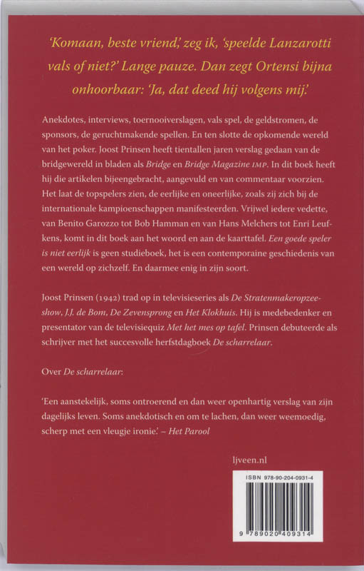 Achterkant van Een goede speler is niet eerlijk