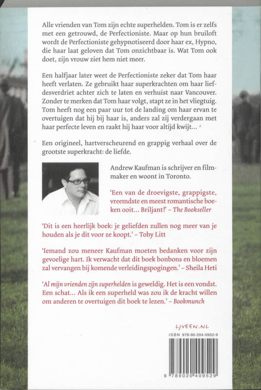 Achterkant van Al mijn vrienden zijn superhelden