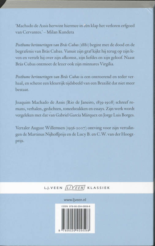 Achterkant van Posthume herinneringen van Bras Cubas