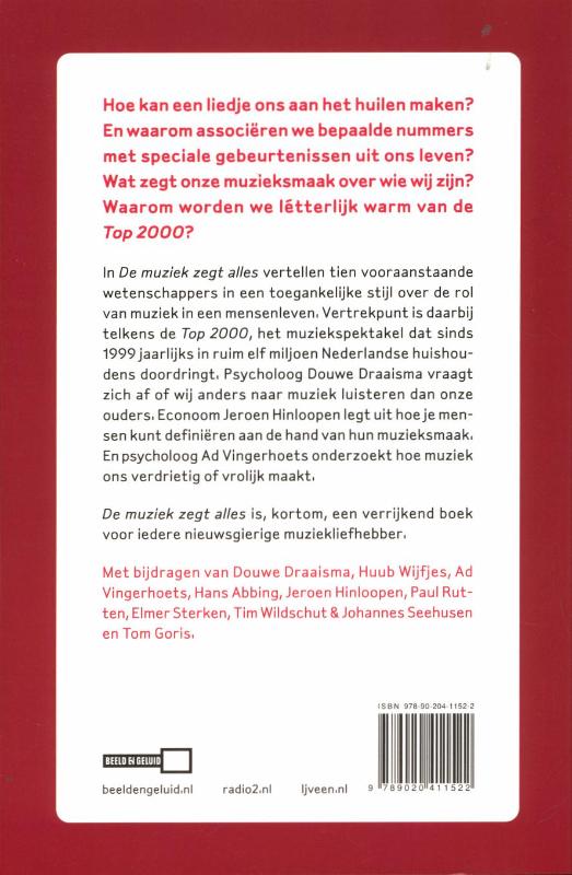 Achterkant van De muziek zegt alles