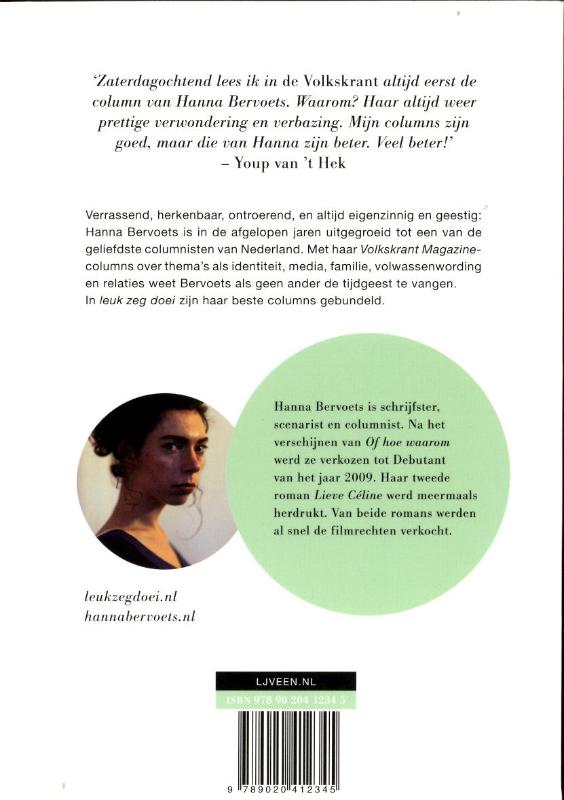 Achterkant van Leuk zeg doei
