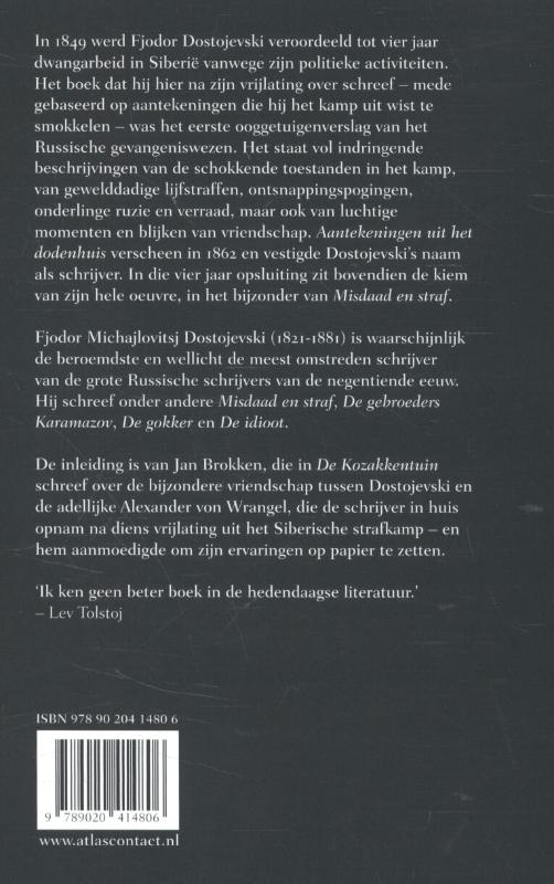 Achterkant van Aantekeningen uit het dodenhuis
