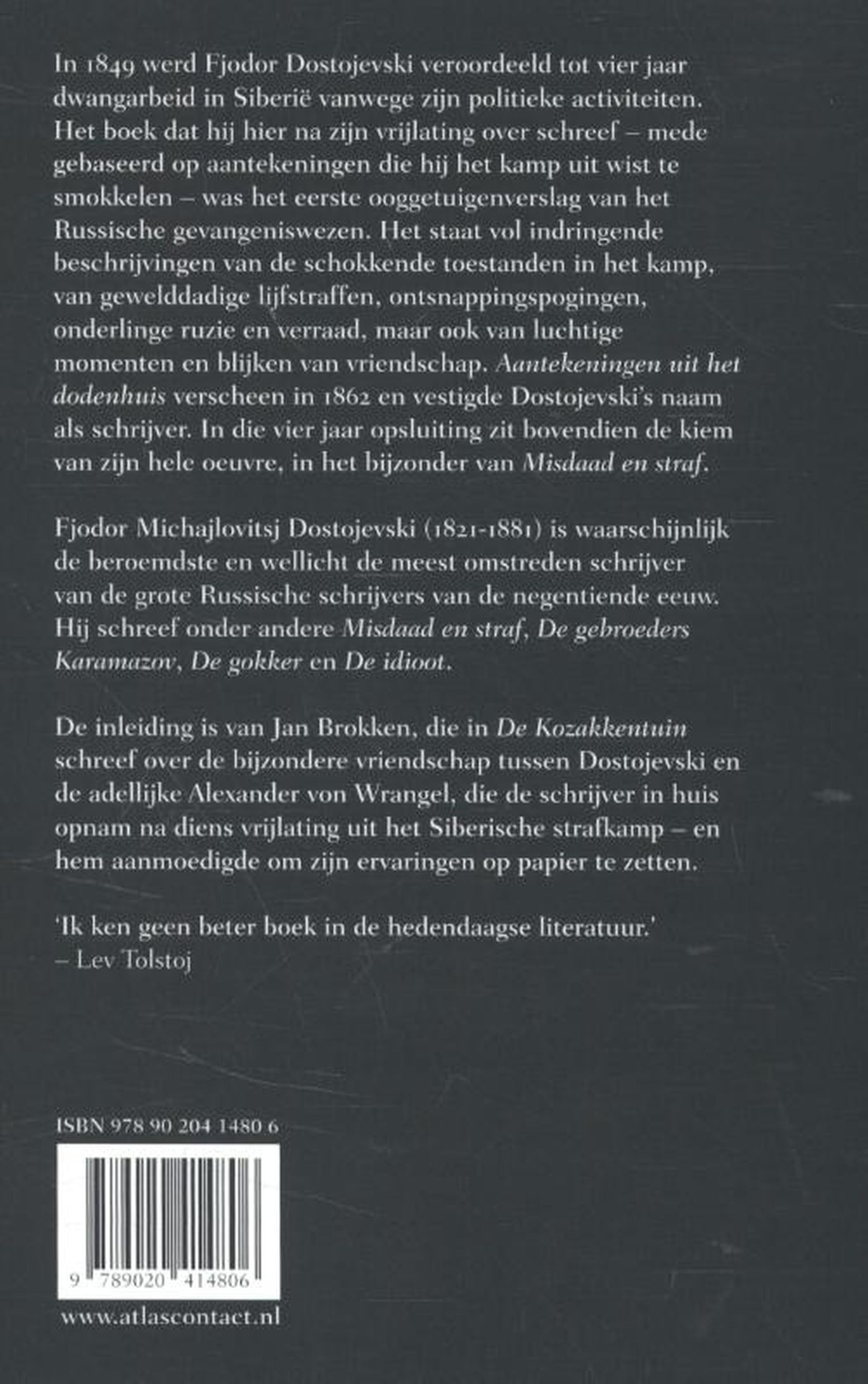 Achterkant van Aantekeningen uit het dodenhuis