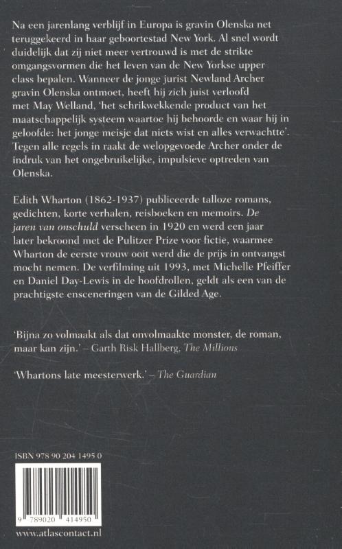Achterkant van De jaren van onschuld
