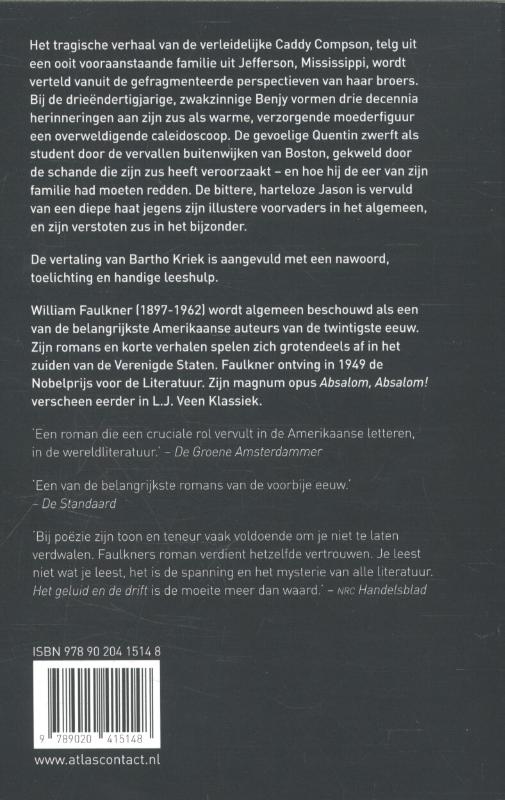 Achterkant van Het geluid en de drift
