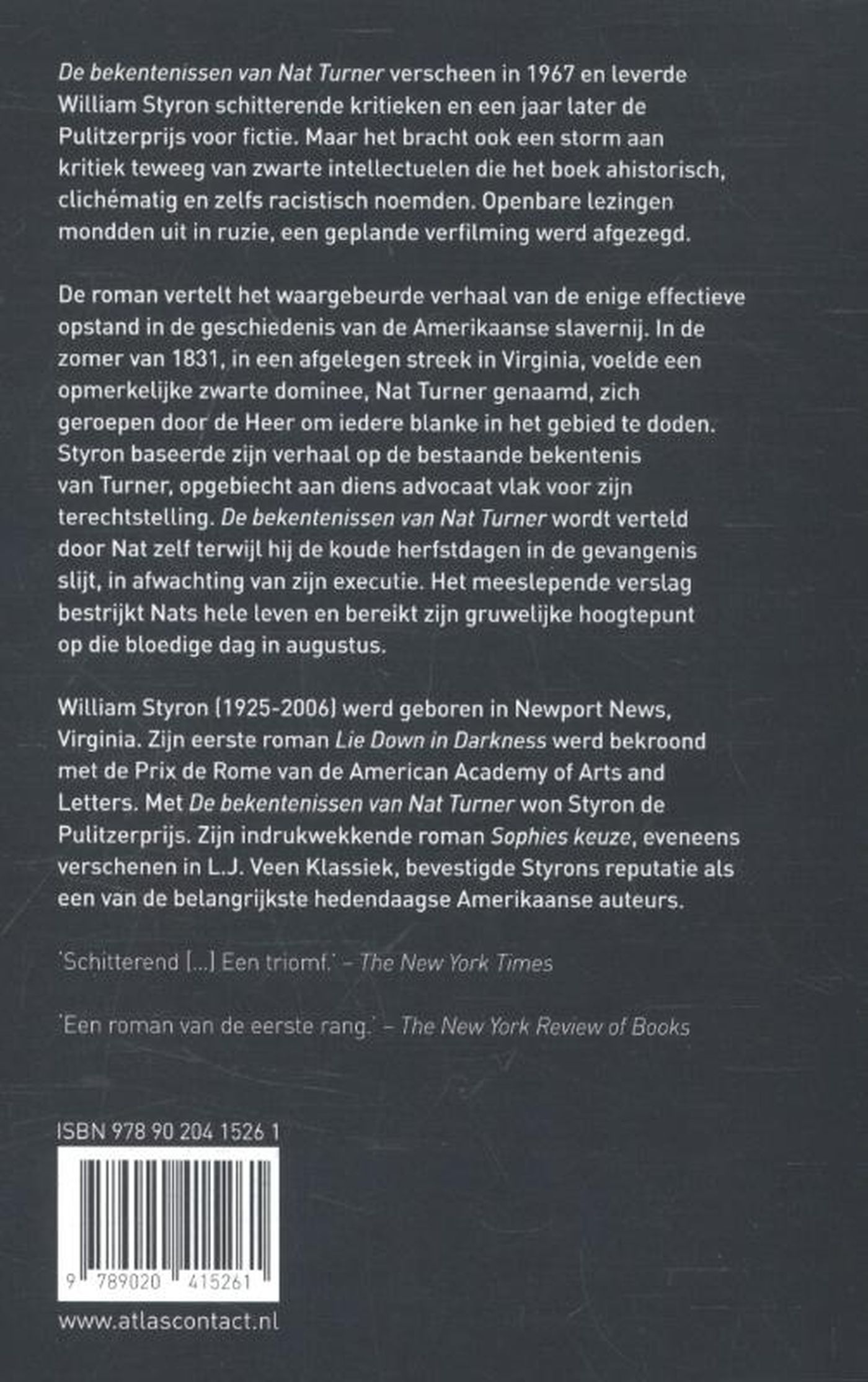 Achterkant van De bekentenissen van Nat Turner