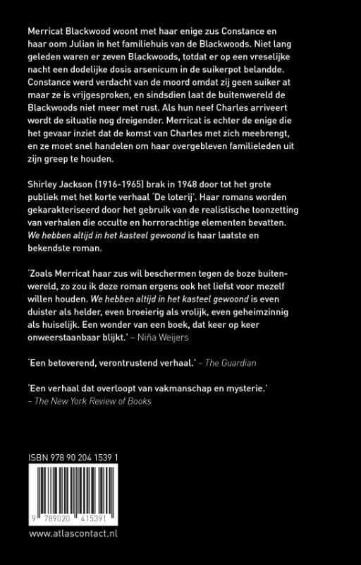 Achterkant van We hebben altijd in het kasteel gewoond