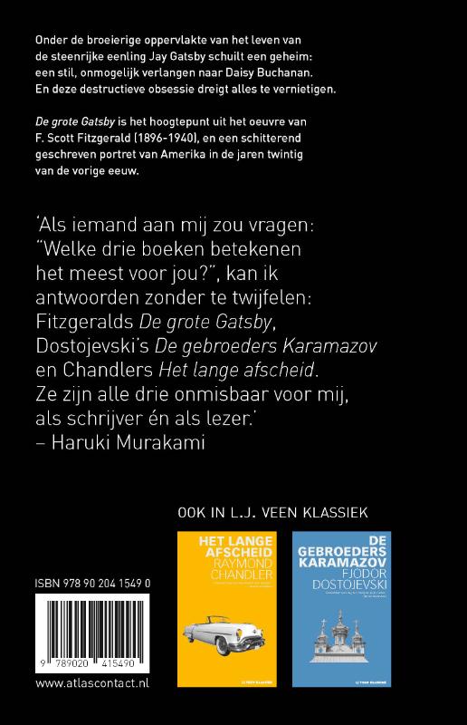Achterkant van De grote Gatsby
