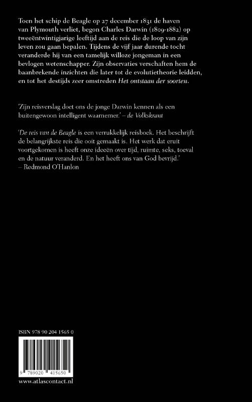 Achterkant van De reis van de Beagle