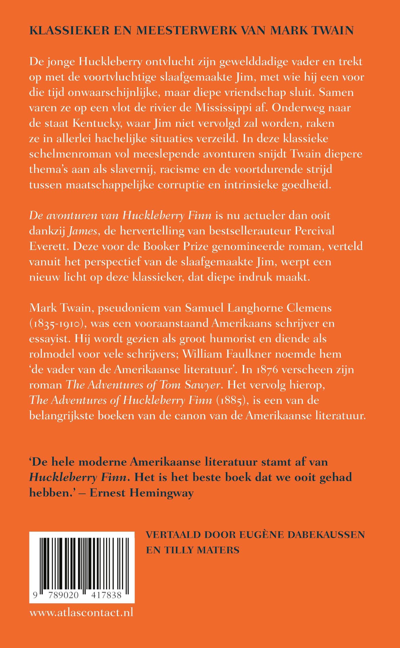 Achterkant van De avonturen van Huckleberry Finn