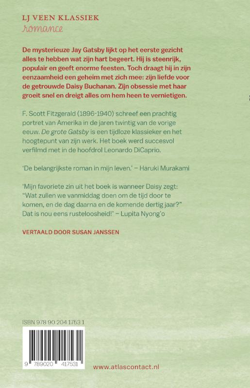 Achterkant van De grote Gatsby