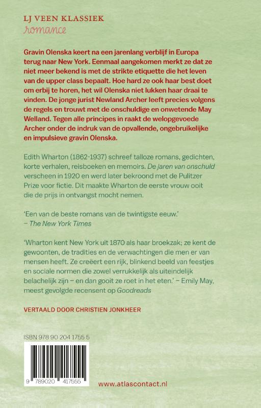 Achterkant van De jaren van onschuld