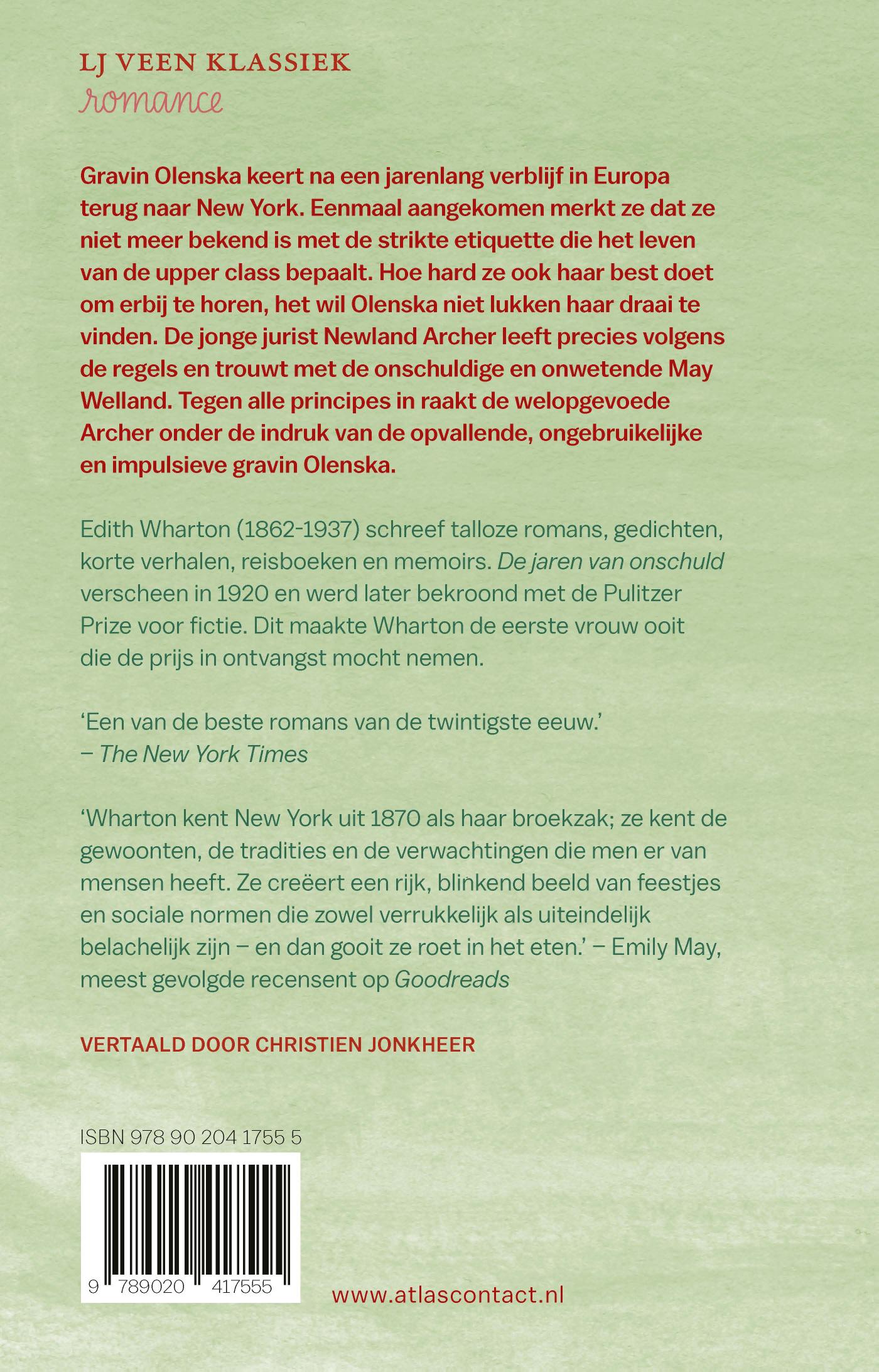 Achterkant van De jaren van onschuld