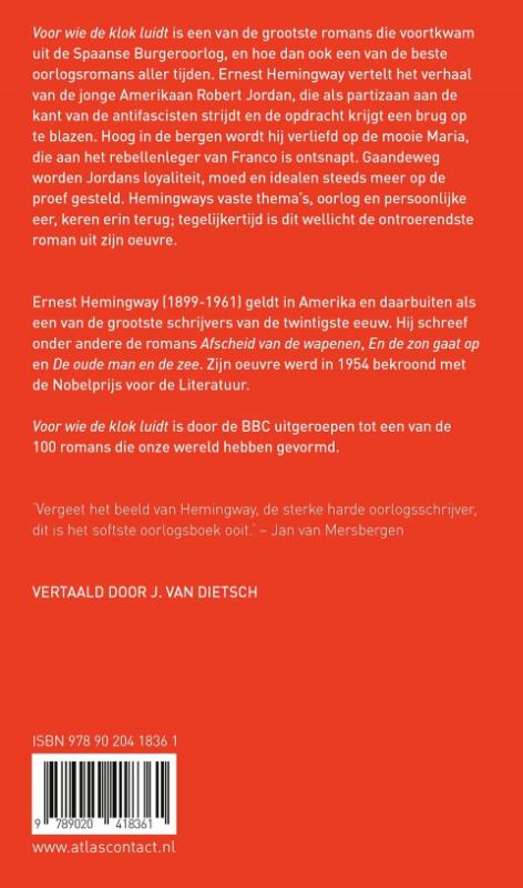 Achterkant van Voor wie de klok luidt