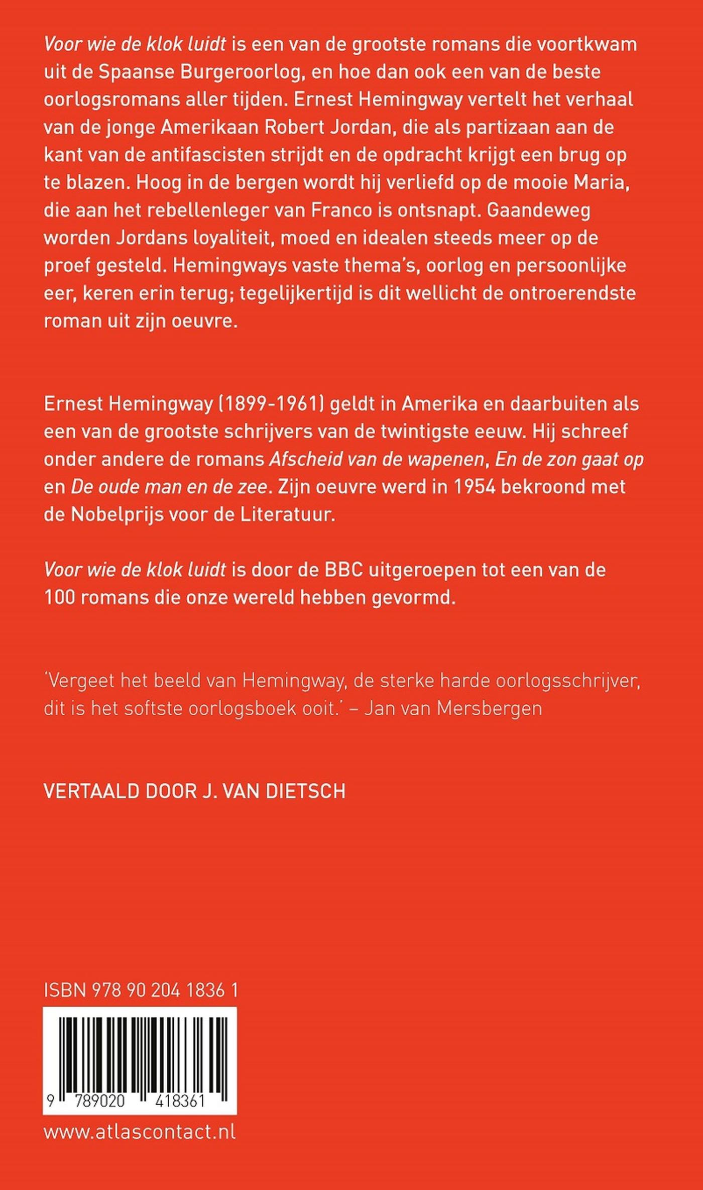 Achterkant van Voor wie de klok luidt