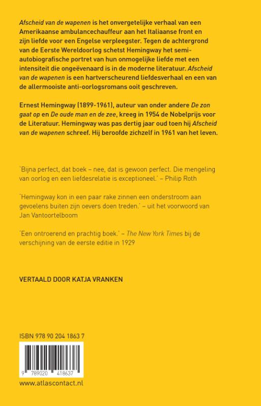 Achterkant van Afscheid van de wapenen