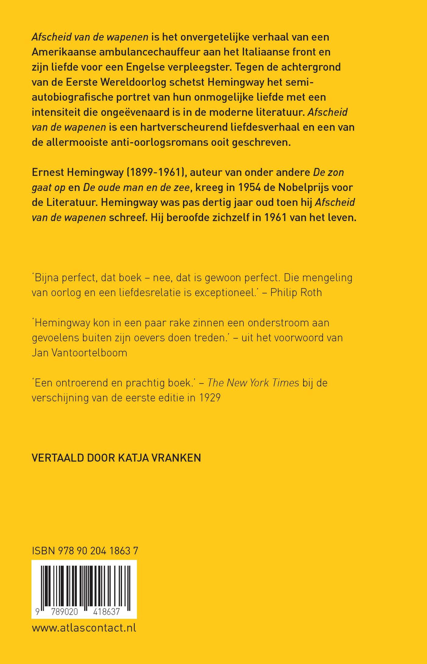 Achterkant van Afscheid van de wapenen