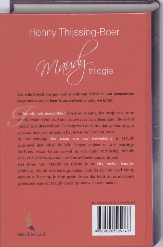Achterkant van Maudy trilogie